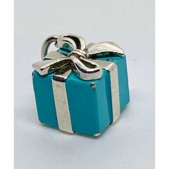 Tiffany & Co Sterling Silver 925 Enamel Gift Box Charm...